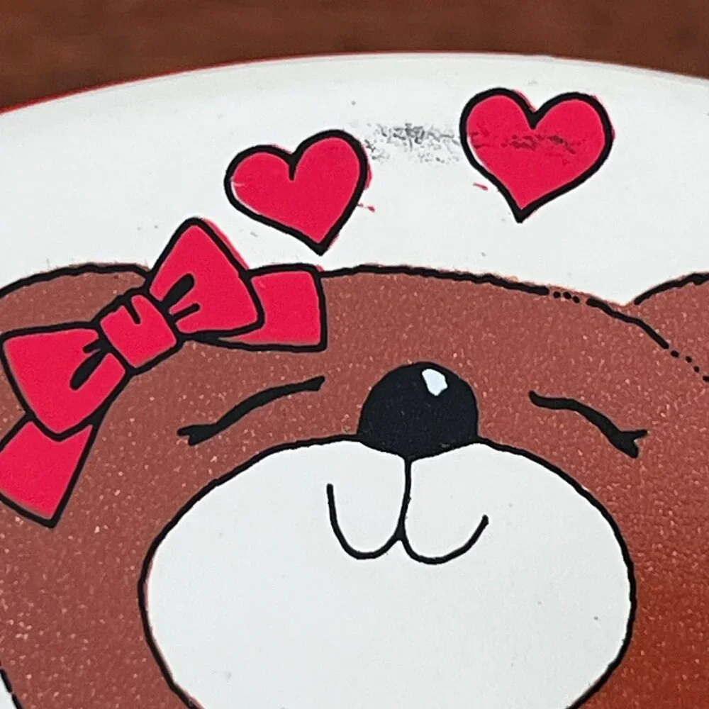 Vintage Santa's Workbench Sewing Bear Small Metal Tin Hearts Crafting Taiwan 90s